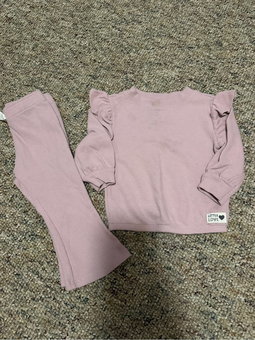Little Love Pink Ruffle Sleeve Two-Piece Set